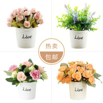 Fan makeup silk flowers dried flower bouquet Plastic fake flowers Simulation flower suit ornaments decorate the living room home small flower pot planting