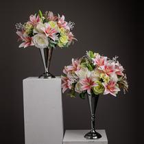 Light Extravagant Lily Rose Emulation Flower Fake Floral Suit Wedding home Living room Soft Ornament Swing item table