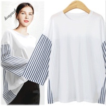 2019 women t-shirts autumn plus size long sleeves stripes