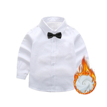 Boys  long-sleeved flannel white shirt Spring and autumn and winter clothes Childrens white shirt School performance suit performance suit