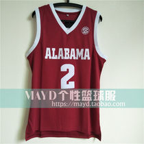 Customized number 2 Sexton University of Alabama jersey embroidered basketball uniform vest male personality training suit