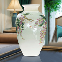 Jingdezhen ceramic hand-painted dried flower arrangement vase Chinese modern bedroom living room decoration decoration wedding gift