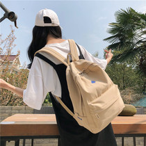 Antique school bag female college student Korean version of the simple forest campus ins style light girl solid color backpack