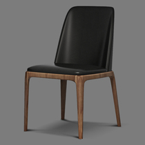 Nordic Solid Wood Dining Chair Modern Minima Stool Leather Art Backrest Soft Bag Chair Creative board room designer chair