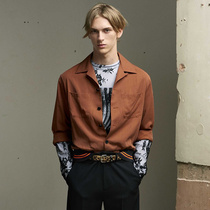 2022 spring new men casual yuppies slim fit shirts personality tide mens double pockets Long sleeves lining up for overweight