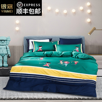Childrens four-piece cotton cotton University dormitory cartoon anime 80 long staple cotton sheets quilt cover bedding