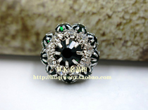 New dark green Czech rhinestone zircon pure copper mink fur coat sweater luxury metal diy button 20mm