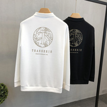 Light mature fashion trend lapel long sleeve polo shirt mens new slim collared T-shirt high end printed mens shirt