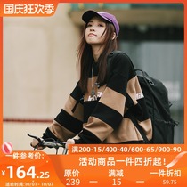 PSO Brand port style retro stripes stitching couples clothes sweater men and women loose oversize Tide Brand autumn