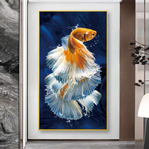 Cross stitch 2022 New line embroidered with chaejin carp living-room vertical version Xuanguan small pieces simple embroidery printing 2020