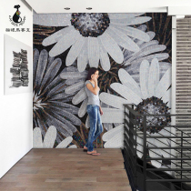 Mosaic background wall Simple modern living room TV entrance glass decoration Cut painting puzzle art parquet tiles