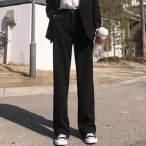 Retro suit wide leg pants womens high waist thin wild straight tube new spring and autumn and winter mopping trousers hanging hair