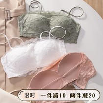 Summer chest underwear anti-light wrap chest without steel ring strapless bra strap bra lace interior gathering full cup thin