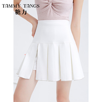 Sugar Force Spring New White Drill Strip Webbing Anti-Walk Light Half Body Dress Woman High Waist Display Slim Fit Slim A Character Dress 100 Plexigo Short Skirt