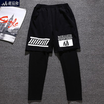 Boys large size tide pants spring and autumn new 8-16 year old fat boy running pants two-piece plus fat sports running men's pants