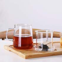  Large capacity high temperature resistant heated glass tea water separation cup double-layer tea cup with filter glass