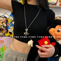 ten thousand Tsai Shops Minimalist Metal Necklace American Cartoon Creative Necklace Vee Matching Pendant