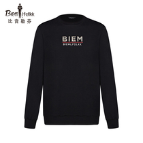 Bjørn Leuven Spring Mens Sweatshirt Round Neck Black Simple Casual Long Sleeve Pull-over Young Fashion Sweatshirt
