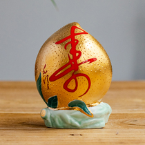 999 True gold hand painted birthday peach sending Lilly golden craftsmanship First man Provincial artificial beauty master Xiao Jianhui vase