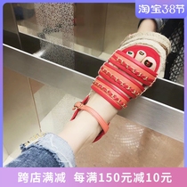 2022 new C Home Small fragrant wind sandals women Summer flat-bottom thick bottom One foot pedal Lazy Grass Choreographers Red Fisherman Shoes