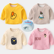 Baby long sleeve plus velvet thick warm T-shirt autumn winter coat baby spring clothes male and female childrens clothes base shirt