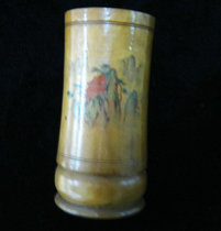 Wen House Supplies Film And TV Props Old Objects Swing Piece Wood Ware Exquisite Wenge Period Landscape Pattern Old Pen Holder