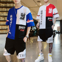 Short-sleeved T-shirt mens summer Korean version of the trend two-piece set of handsome clothes for teenagers junior high school and high school students