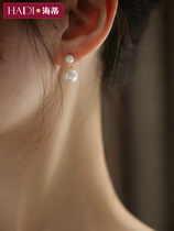 Heidi Jewelry Love Summer 8-9mm round fresh water pearl studs 925 silver earrings Hui Qiao same earring inlay