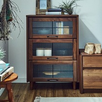 American solid wood bookcase childrens multi-layer bookcase with glass door study floor-to-ceiling storage cabinet