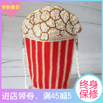  Original new niche popcorn handmade womens bag shoulder messenger bag summer small bag small fresh embroidered coin purse