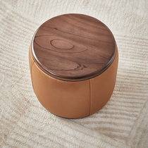 Nordic Black Walnuts Wood Light Lavish Dressings SMALL FAMILY TYPE BEDROOM ROUND MAKEUP STOOL SOFA TABLE FOR SHOES SOLID WOOD STOOLS