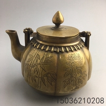 New bronze antique old pure copper plum orchid bamboo chrysanthemum portable pot Wine jug teapot Brass old object decoration