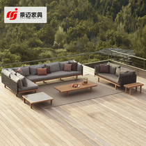 Outdoor sofa combination balcony vine sofa chair three people designer outdoor Solid wood hotel small tea few household furniture