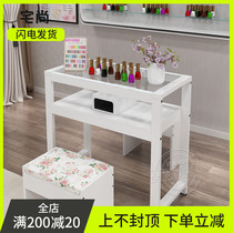 Nail art table and chair set Simple single double nail table Glass surface Economical special small net red table