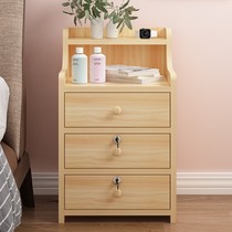 Simple bedside table storage rack simple modern bedroom bedside cabinet multifunctional small apartment with lock economy