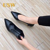 High heel shoe woman 2021 Summer new fine heel Fashion genuine leather jacket with breathable commute 100 lap single shoes