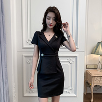 Professional suit collar dress Dress Children Fashion slim temperament Body Style Vintage Vintage Autumn Winter New small Fragrant Wind Skirts