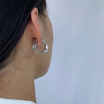 White Great Aunt 98 Metal Silver Color Geometric C Type Folds Wide Side Mosquito Coil Pan Ear Clip Without Pain Design Sensation Earrings