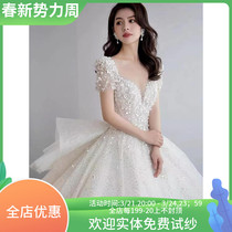 2022 new brides big drag tail out of the door veil palace wind advanced texture style retro little child light wedding dress