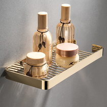 All copper gold bathroom rack solid brass square basket cosmetic bath liquid wall hanging storage square mesh basket