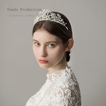 O397 Fresh Snowflake Flower Bride Headwear Korean Pearl Wedding Crown Shape Photo Hair Accessories