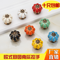 Yellow big pumpkin ceramic handle childrens room drawer door handle cartoon handle cute shape small handle wardrobe