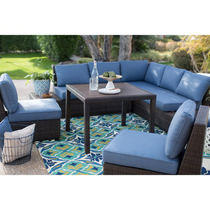 Outdoor furniture Rattan sofa Balcony garden Leisure WPC corner sofa Club hotel soft company rattan chair