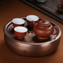 Pure copper handmade hammer pattern water storage dry bubble table Copper tea tray Copper tea wash retro large tea bowl built water kettle with lid