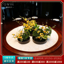 New Chinese Hotel Round Table Turntable Emulation Flower Table Flower Pendulum Flowers Middle Swing Piece Fake Flowers Furnishing Large High-end Dining Room
