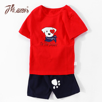 Top melon childrens short sleeve suit cotton baby clothes boys and girls childrens T-shirt shorts baby Summer clothes