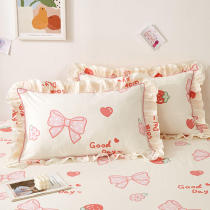 A pair of pillow-core sleeve for single adult pillow cover cotton a pair of Korean load leaf lace