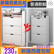 Xinjiang shoe cabinet ultra thin large capacity flip shoe cabinet door multi - layer containing the mask cabinet warm white