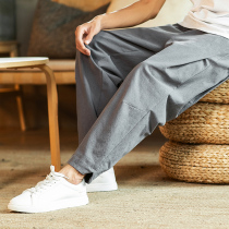 Chinese style retro linen ankle-length pants men autumn loose size small feet Haren pants fat casual bloomers tide