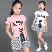 2020 new girl suit 8 ten primary school students 14 little girl clothes 13 Middle Child summer Short Sleeve 12-15 years old